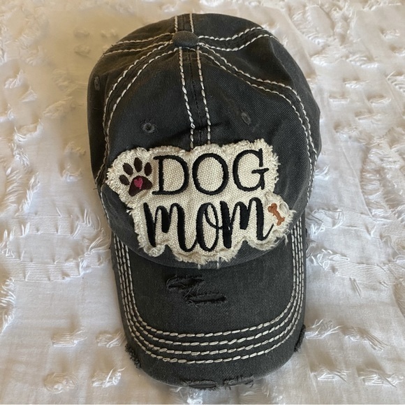 Dog Mom Distressed Baseball Cap Hat - Picture 1 of 10
